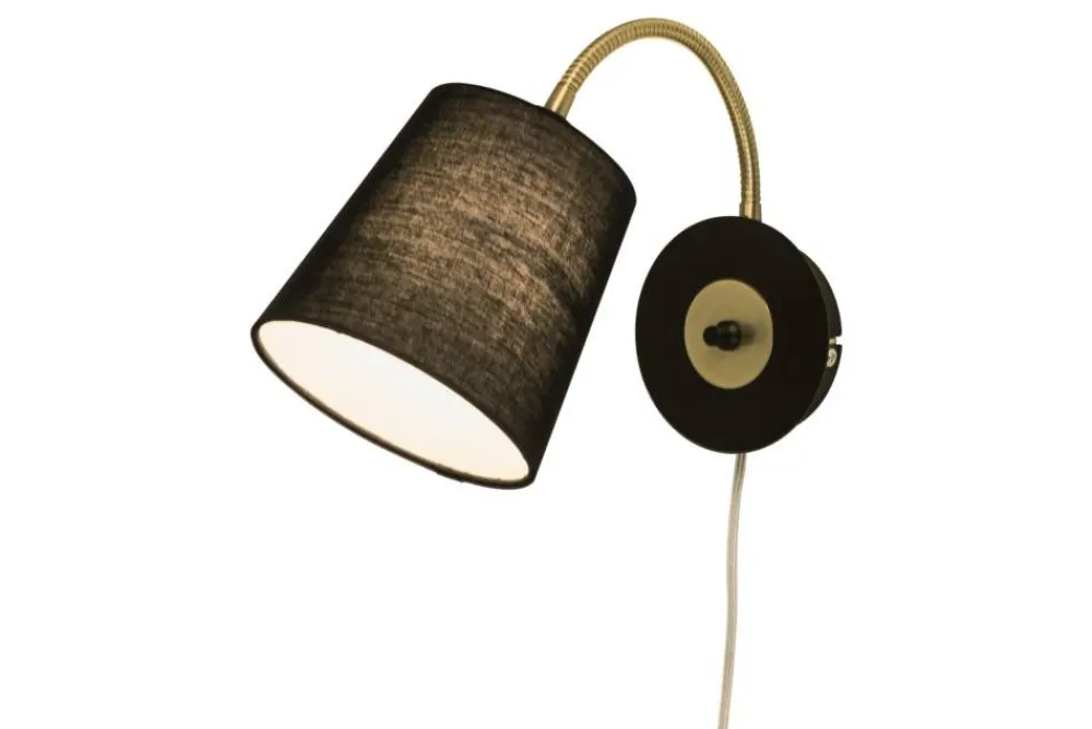 Aneta Lighting seinävalaisin Ljusdal musta/mattamessinki> Discount