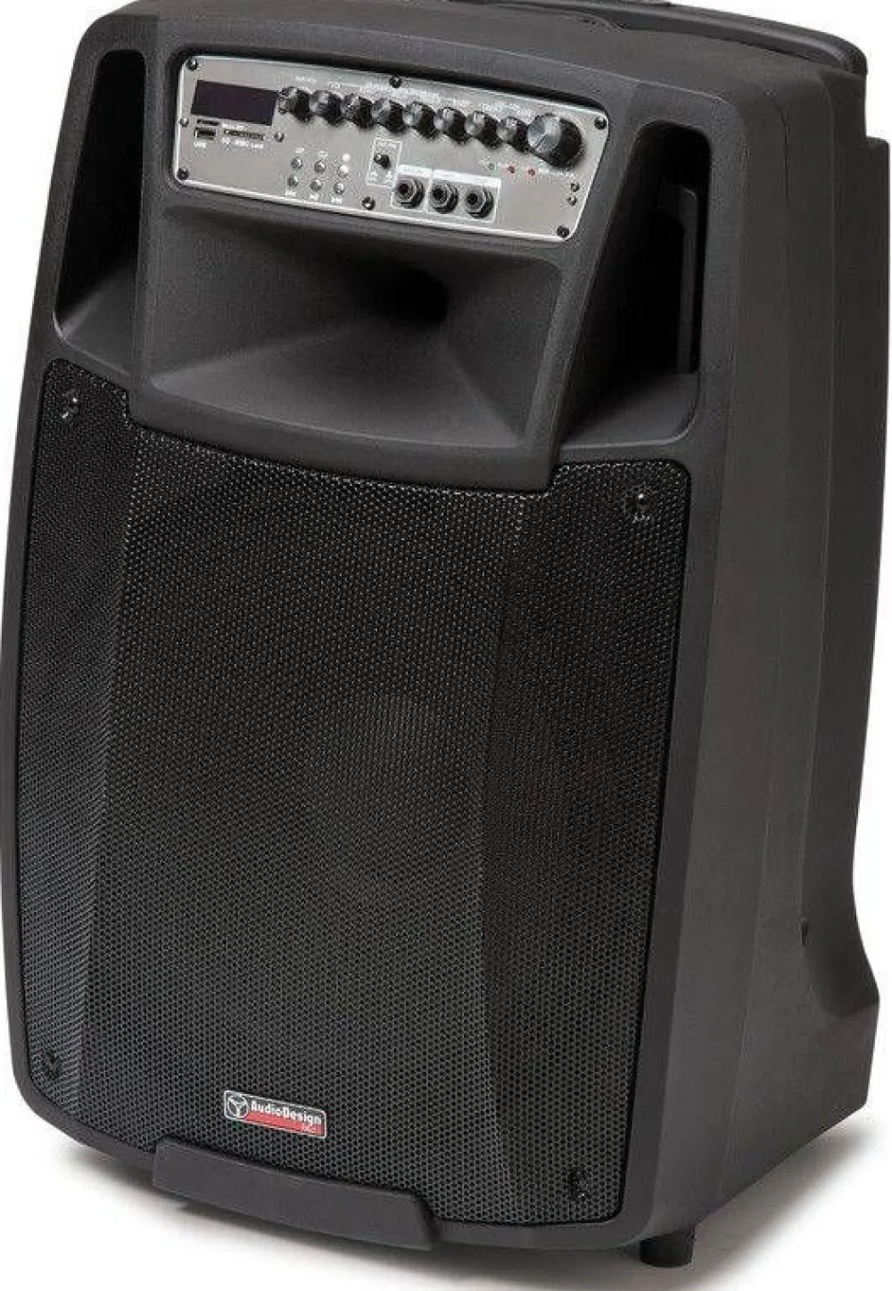 kannettava akkukäyttöinen 15" aktiivikaiutin & 2 mikrofonia>AudioDesignPRO Hot
