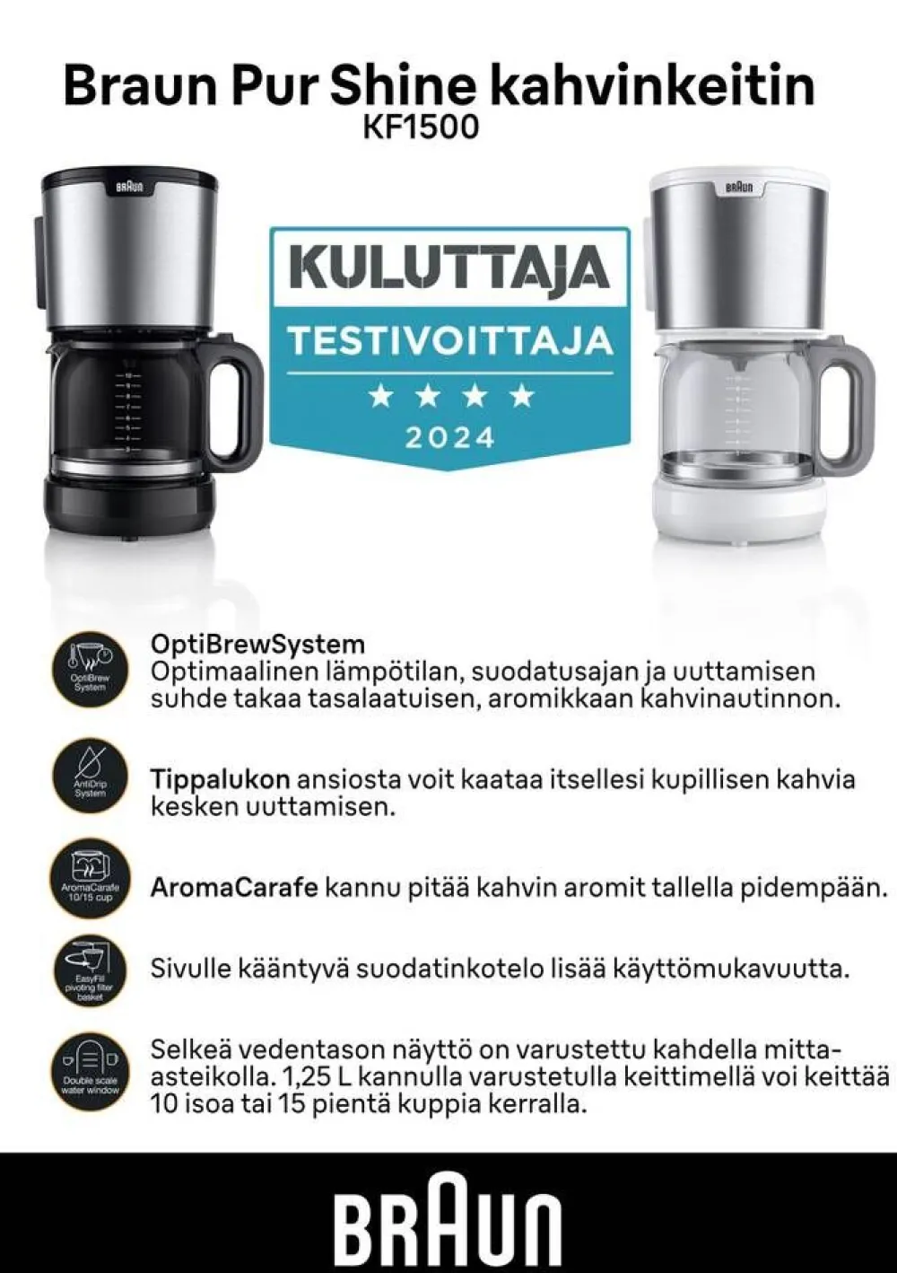 kahvinkeitin PurShine KF1500 valkoinen>Braun Best