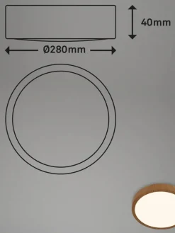 Briloner Sisustusvalaisimet|Runa LED-plafondi Ø 28 cm puu