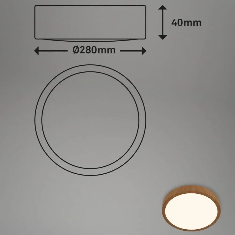 Briloner Sisustusvalaisimet|Runa LED-plafondi Ø 28 cm puu
