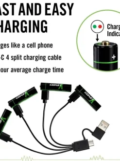 Coast Paristot|Lamput Ja Valaisintarvikkeet|paristo AAA USB-C 1.5V 4 kpl sis. latauskaapelin