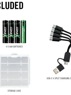 Coast Paristot|Lamput Ja Valaisintarvikkeet|paristo AAA USB-C 1.5V 4 kpl sis. latauskaapelin