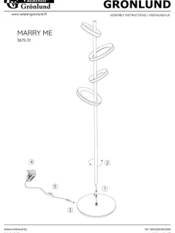 Design by Gru00f6nlund Sisustusvalaisimet|Design by Grönlund Marry Me lattiavalaisin 155 cm messinki