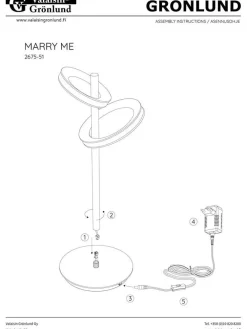Design by Grönlund Marry Me pöytävalaisin 48 cm messinki><noscript><img width=