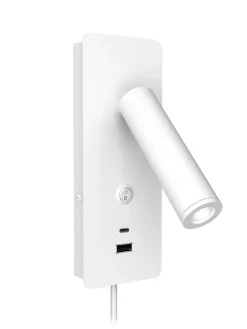 Design by Gru00f6nlund Sisustusvalaisimet|Design by Grönlund seinävalaisin Gent USB A+C valkoinen