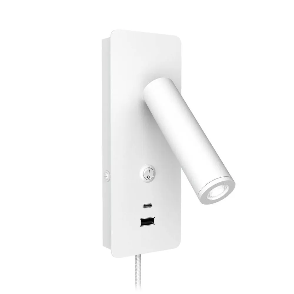 Design by Gru00f6nlund Sisustusvalaisimet|Design by Grönlund seinävalaisin Gent USB A+C valkoinen