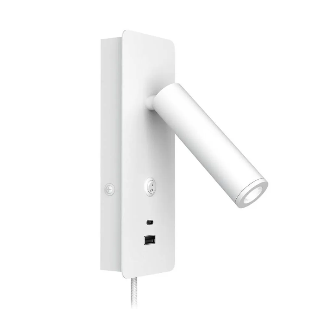 Design by Gru00f6nlund Sisustusvalaisimet|Design by Grönlund seinävalaisin Gent USB A+C valkoinen