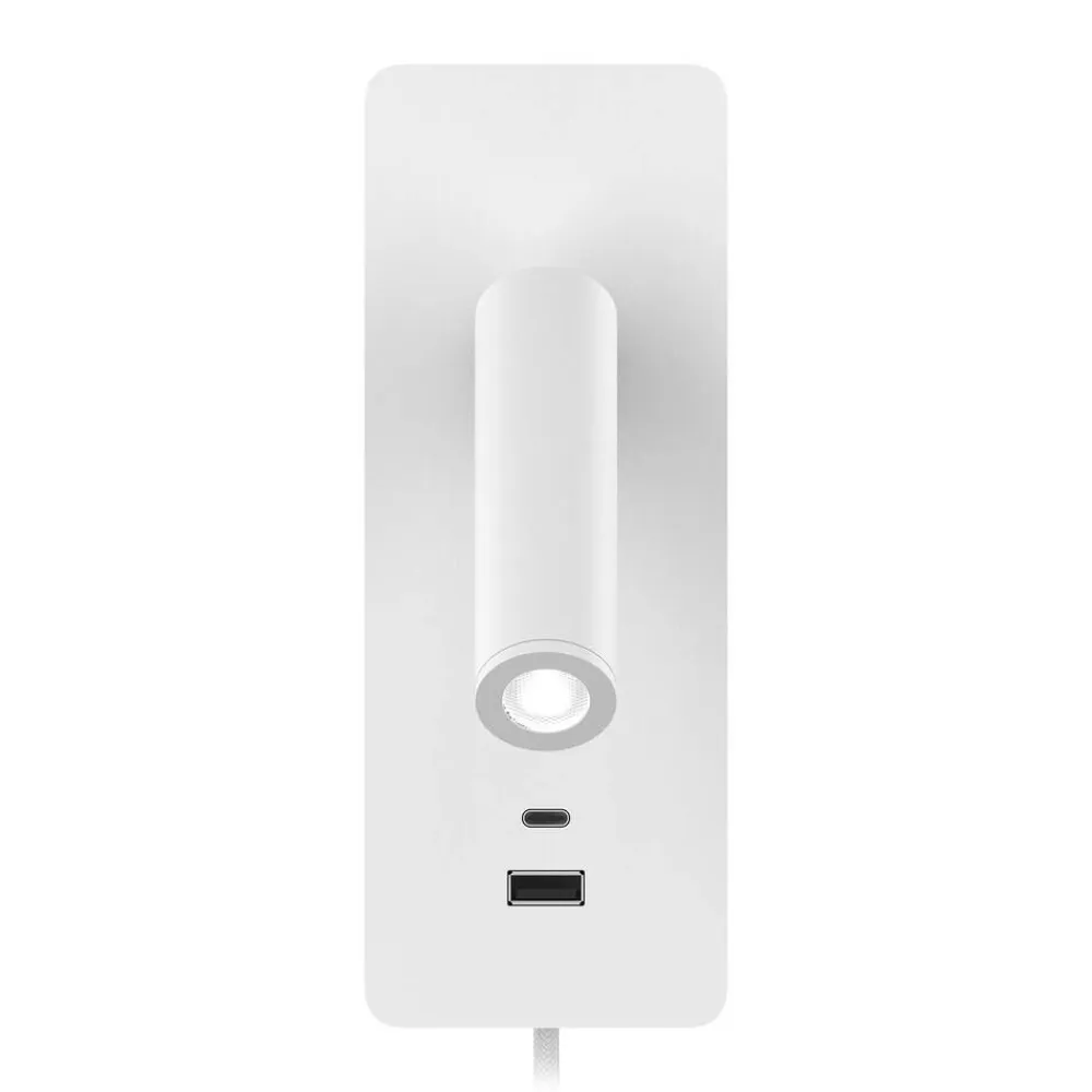 Design by Gru00f6nlund Sisustusvalaisimet|Design by Grönlund seinävalaisin Gent USB A+C valkoinen