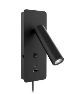 Design by Grönlund seinävalaisin Gent USB A+C musta>Design by Gru00f6nlund Sale
