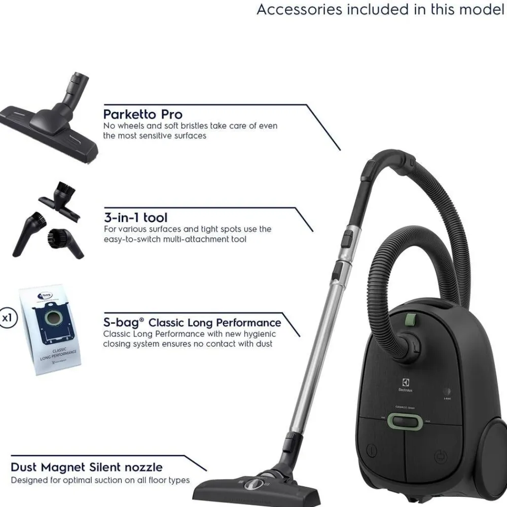 Electrolux Silitys Ja Siivous|pölynimuri Clean 600 Green Bagged EB61C2GRN harmaa