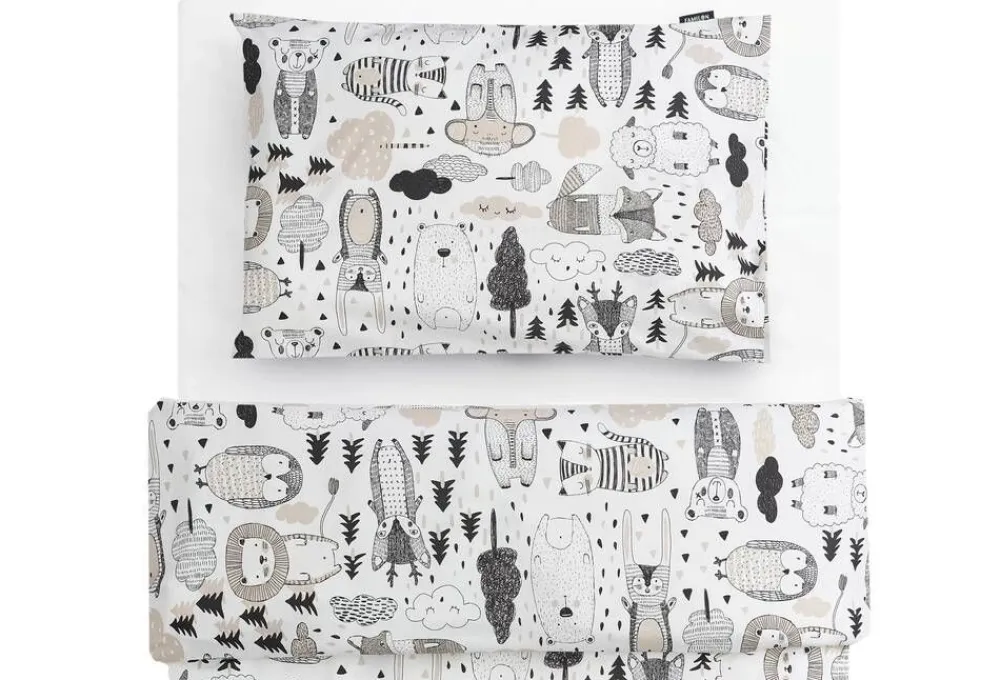 Kaverit Organic lasten pl+tl setti valk/kaakao 120x160/40x60>Familon New