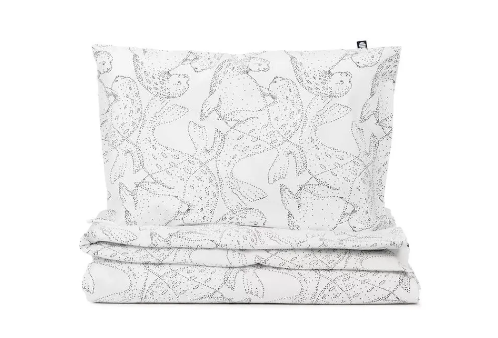 Familon Lastenhuone|Vuodetekstiilit|Norppa Organic lasten pl+tl setti mustavalk 120x160/40x60