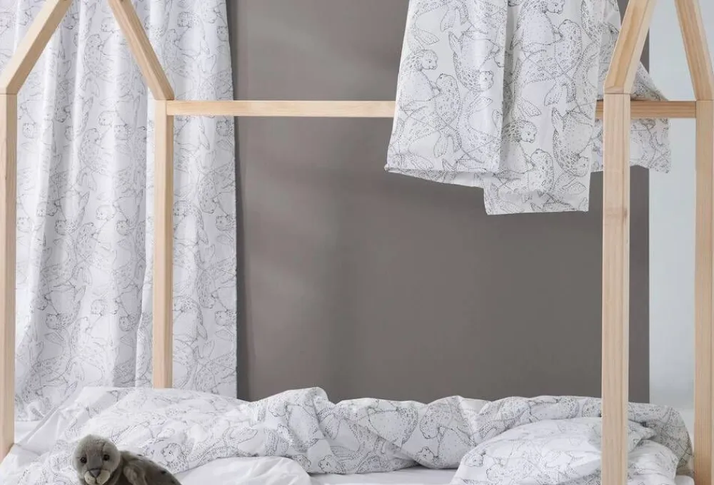 Familon Lastenhuone|Vuodetekstiilit|Norppa Organic lasten pl+tl setti mustavalk 120x160/40x60
