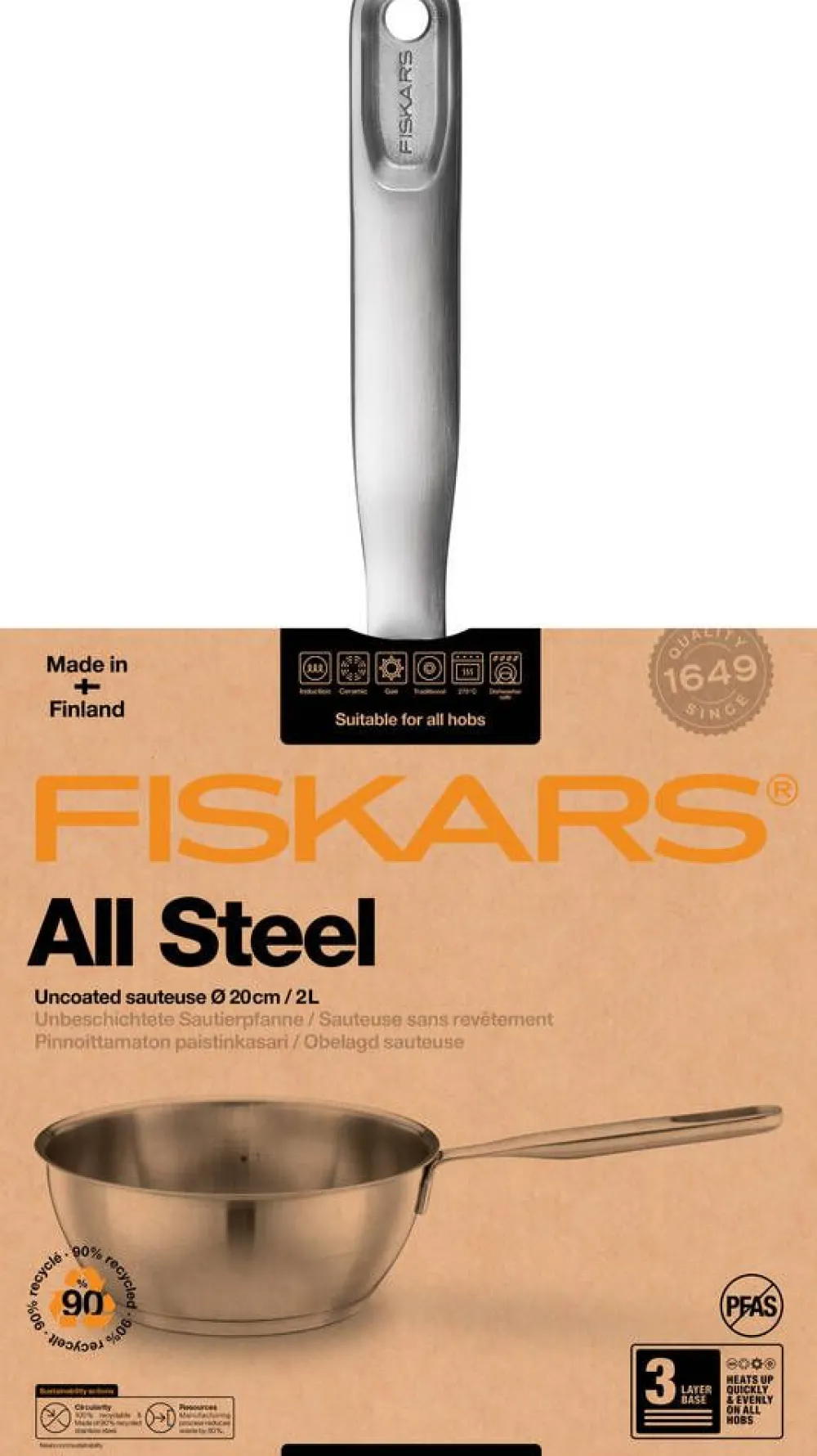 Fiskars Keittoastiat|All Steel kastikekasari 2 L/20 cm