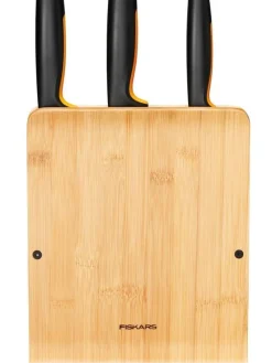 Fiskars Veitset Ja Leikkuulaudat|Functional Form veitsitukki bambu (sis. 3 veistä)