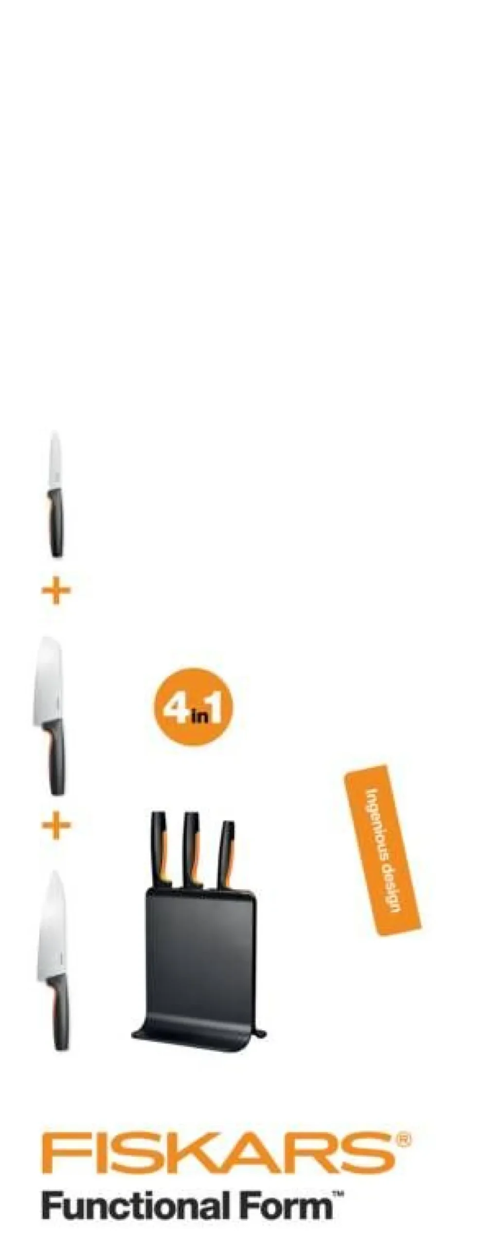 Fiskars Veitset Ja Leikkuulaudat|Functional Form veitsitukki muovi (sis. 3 veistä)