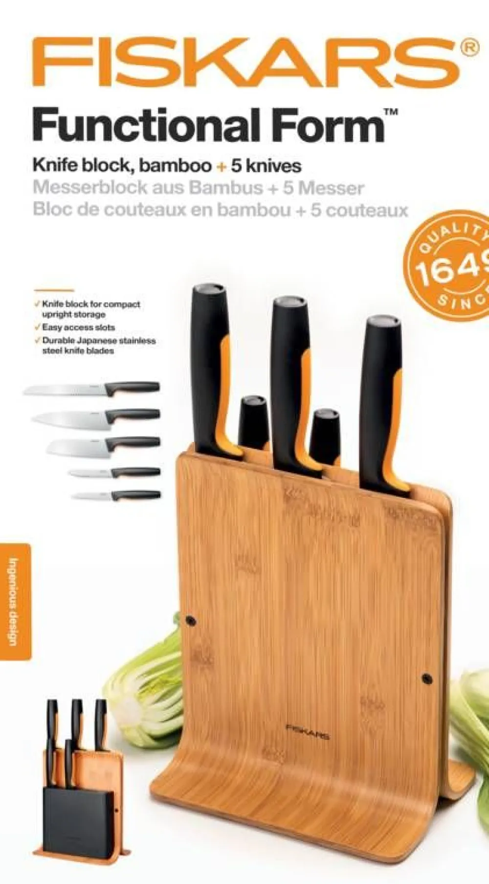 Functional Form veitsitukki bambu (sis. 5 veistä)>Fiskars