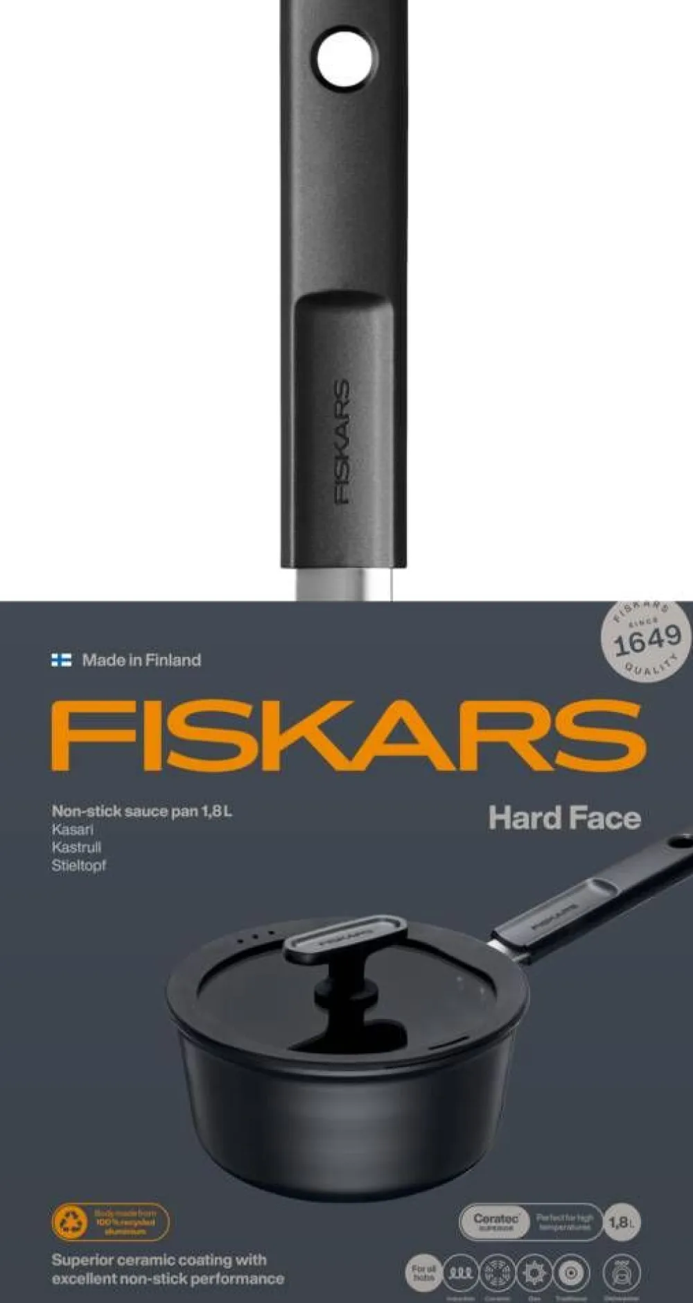 Hard Face kasari 1,8 l kannella>Fiskars Best