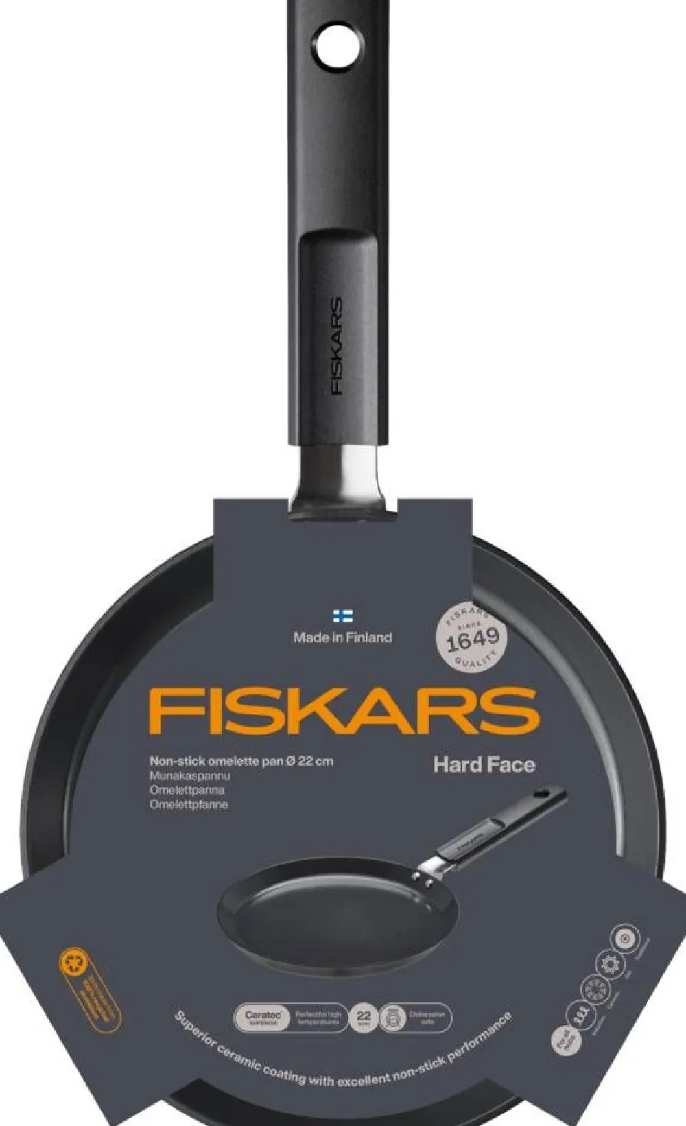 Hard Face ohukais- /omelettipannu 22 cm>Fiskars Clearance