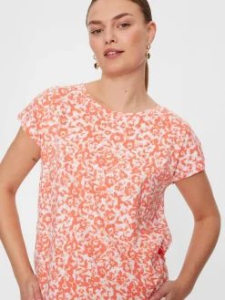 Freequent Trikoopaidat Ja Colleget|t-paita FqSeline-Tee Brillaint white w. Georgia peach / punainen