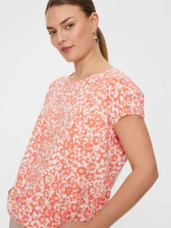 Freequent Trikoopaidat Ja Colleget|t-paita FqSeline-Tee Brillaint white w. Georgia peach / punainen