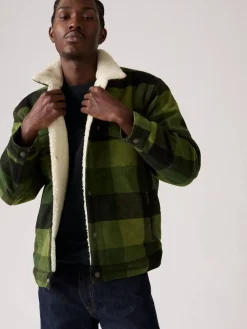 takki Relaxed Fit Plaid Trucker><noscript><img width=