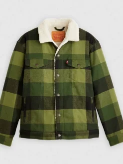 takki Relaxed Fit Plaid Trucker><noscript><img width=