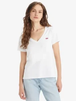 Levi's Trikoopaidat Ja Colleget|t-paita Perfect V-neck 0002 White