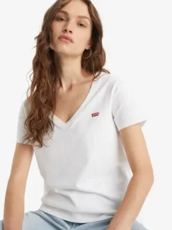 Levi's Trikoopaidat Ja Colleget|t-paita Perfect V-neck 0002 White