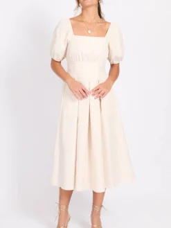 Little Mistress Lyhyet Juhlamekot|mekko Cream Leaf Midaxi KERMA