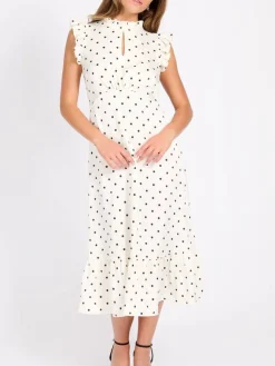 mekko Polka Dot Satin Midaxi>Little Mistress Clearance