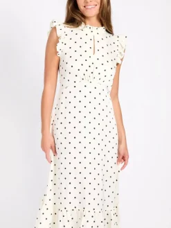 mekko Polka Dot Satin Midaxi>Little Mistress Clearance