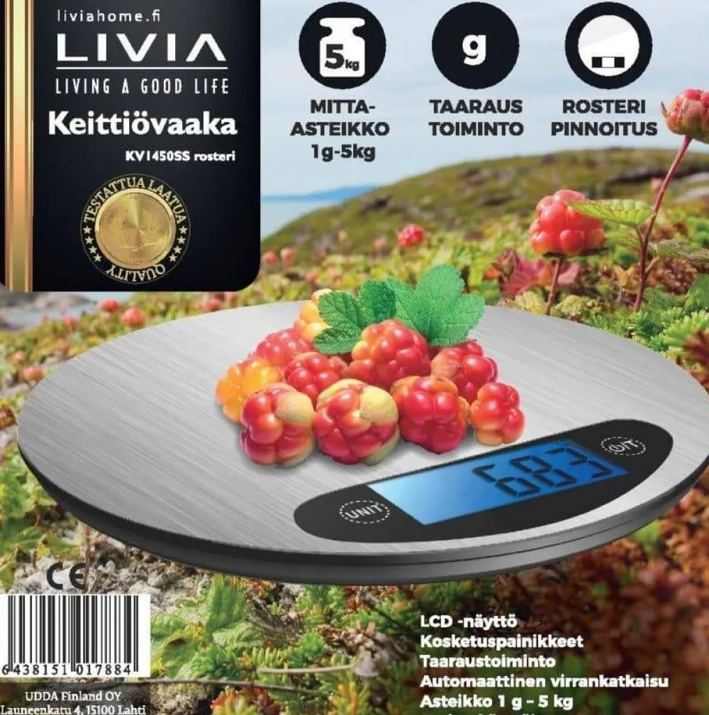Livia Keittiötarvikkeet|keittiövaaka pyöreä rst