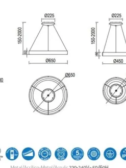 Niseko riippuvalaisin Ø 65 cm kaukosäätimellä valkoinen><noscript><img width=