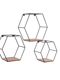 Mirrors and More Hyllyt Ja Telineet|Huonekalut|seinähylly Chiara musta/puu 3-pack