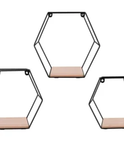 Mirrors and More Hyllyt Ja Telineet|Huonekalut|seinähylly Chiara musta/puu 3-pack