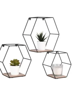 Mirrors and More Hyllyt Ja Telineet|Huonekalut|seinähylly Chiara musta/puu 3-pack