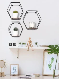 Mirrors and More Hyllyt Ja Telineet|Huonekalut|seinähylly Chiara musta/puu 3-pack