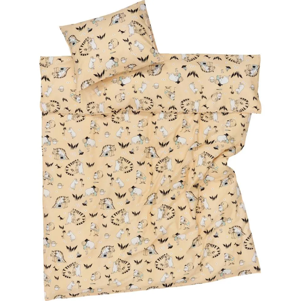 Moomin Vuodetekstiilit|Arabia pussilakanasetti 150x210 cm Muumiperhe beige
