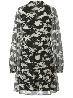 Object Lyhyet Juhlamekot|mekko Objgina Mila L/S Black AOP cloud dancer