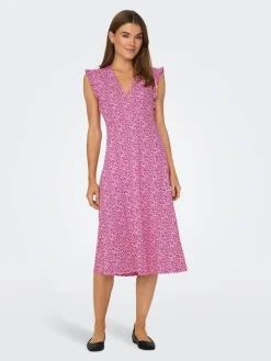 Only Vapaa-Ajan Mekot|mekko Onlmay Life Wrap Midi Raspberry rose mia ditsy