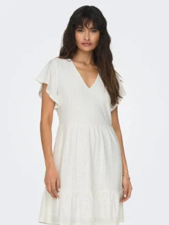 Only Vapaa-Ajan Mekot|mekko Onlsandra S/S V-neck Cloud dancer