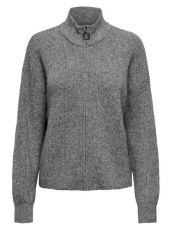Only Neuletakit|neuletakki Onltokyo L/S Zip Dark grey melange