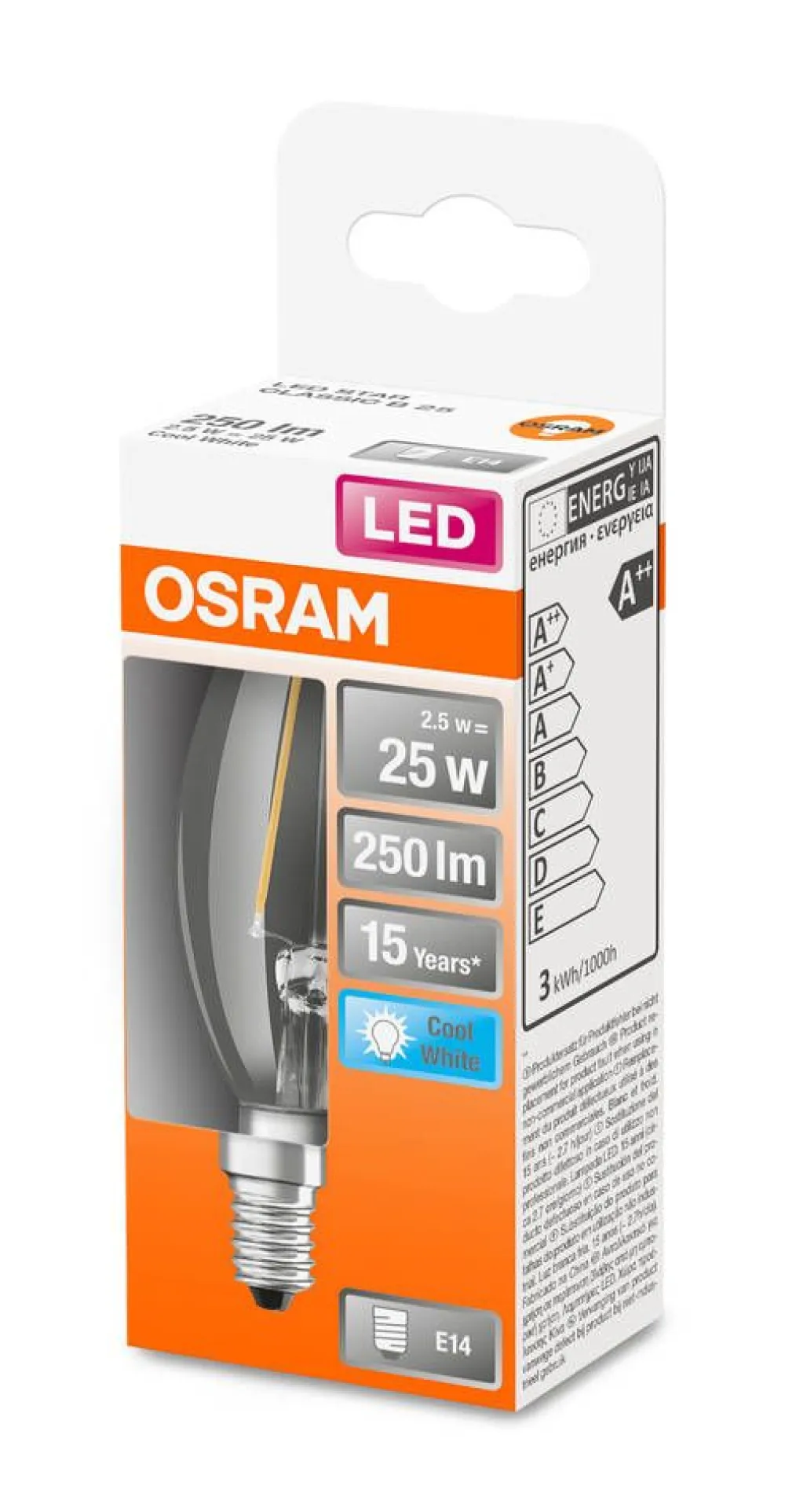 LED kynttilälamppu 2,5W/840 230V FIL E14 FS1>Osram Sale