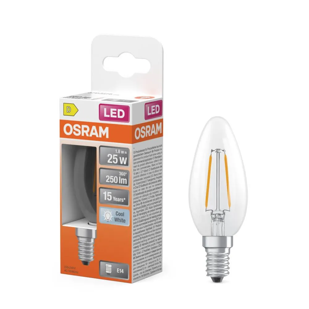 Osram Lamput Ja Valaisintarvikkeet|LED Star Classic B 25 Filament 1.8W 840 Clear E14
