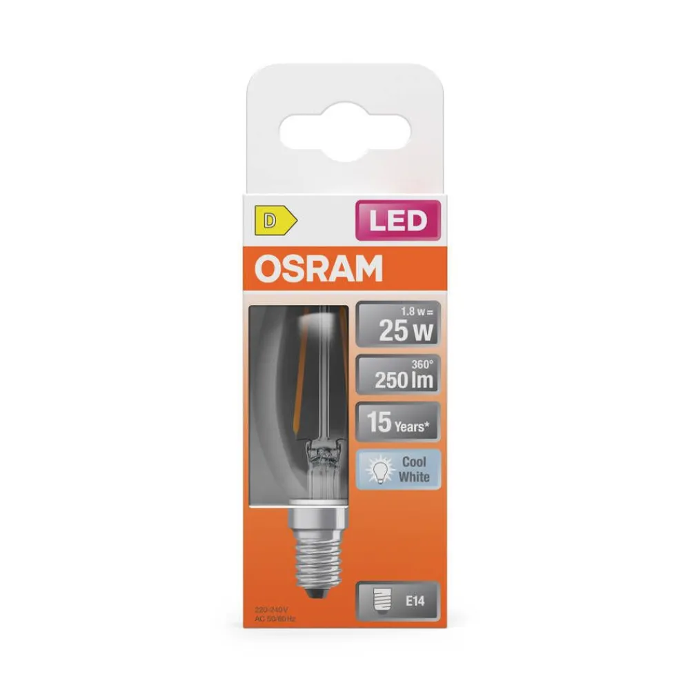 Osram Lamput Ja Valaisintarvikkeet|LED Star Classic B 25 Filament 1.8W 840 Clear E14