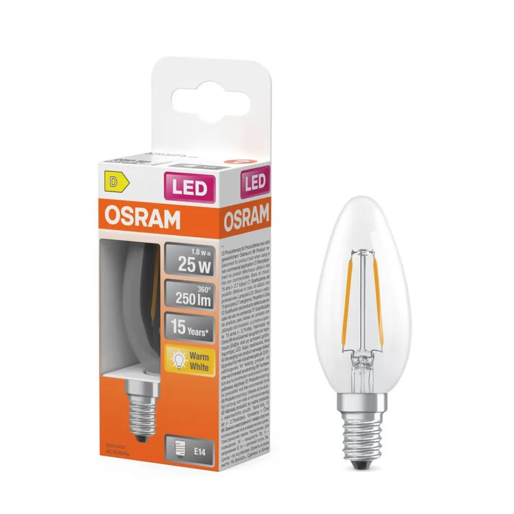 Osram Lamput Ja Valaisintarvikkeet|LED Star Classic B 25 Filament 1.8W 827 Clear E14