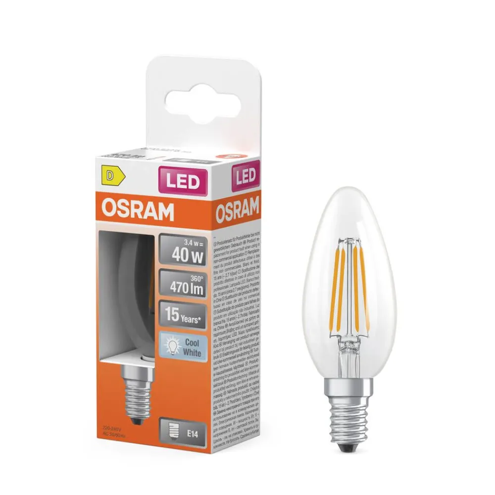 Osram Lamput Ja Valaisintarvikkeet|LED Star Classic B 40 Filament 3.4W 840 Clear E14