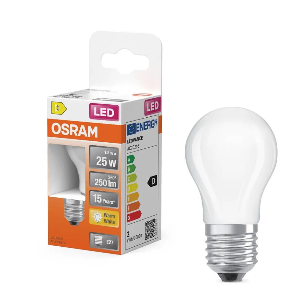 Osram Lamput Ja Valaisintarvikkeet|LED Star Classic P 25 Filament 1.8W 827 Frosted E27